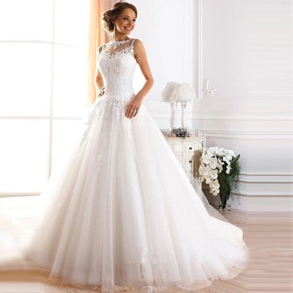 lace appliques wedding dresses sweep train wedding gowns with button back robe de mariee white ivory
lace appliques wedding dresses sweep train wedding gowns with button back robe de mariee white ivory