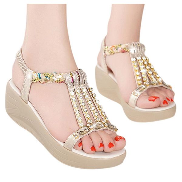summer sandals wedges shoes women crystal roman platform sandals ladies elastic band casual beach shoes female wedges, Black
summer sandals wedges shoes women crystal roman platform sandals ladies elastic band casual beach shoes female wedges, Black