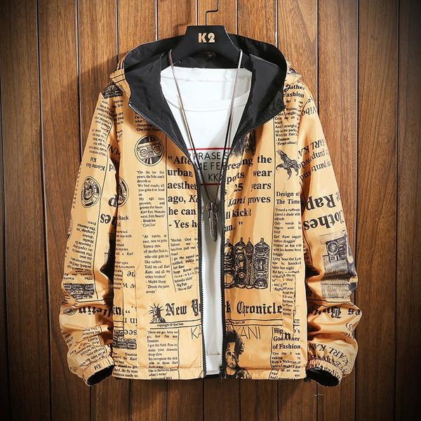 spring autumn thin windbreaker jacket mens reversible letter print street couple jacket coat young male hooded bomber outwear, Black;brown
spring autumn thin windbreaker jacket mens reversible letter print street couple jacket coat young male hooded bomber outwear, Black;brown