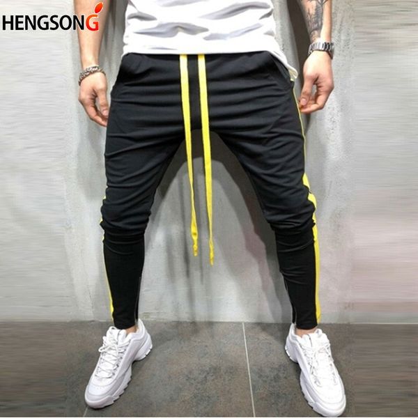 2019 new men joggers brand male trousers casual pants men muscle fitness workout hip hop pants sweatpants m-xxxl, Black