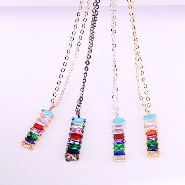 6pcs, fashion colorful zirconia rectangle bar shaped metal filled charm copper pendant necklaces, Silver
6pcs, fashion colorful zirconia rectangle bar shaped metal filled charm copper pendant necklaces, Silver