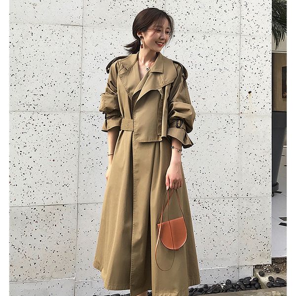 womens long jackets coats french design casual trench overcoats with belt spring fall clothes, Tan;black
womens long jackets coats french design casual trench overcoats with belt spring fall clothes, Tan;black