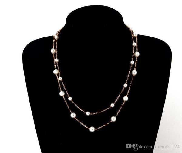 new simple double layers chain imitation pearl pendant necklace earring set wedding jewelry ing, Silver
new simple double layers chain imitation pearl pendant necklace earring set wedding jewelry ing, Silver