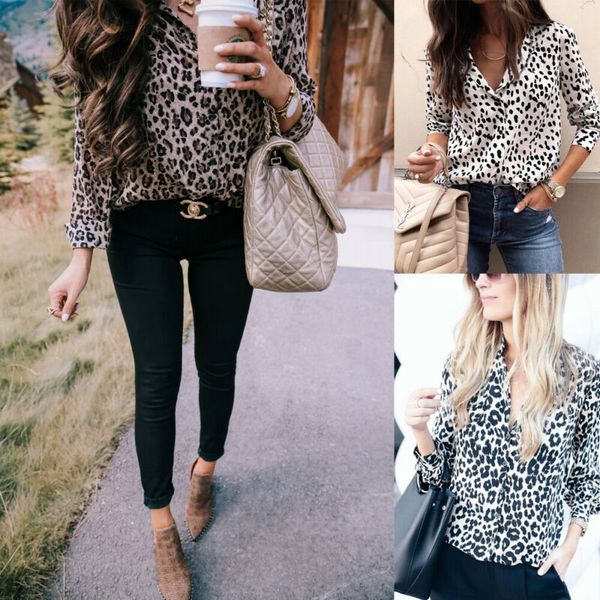women's blouses & shirts fashion women long sleeve leopard blouse v neck shirt ladies party dames streetwear blusas femininas elegante, White
women's blouses & shirts fashion women long sleeve leopard blouse v neck shirt ladies party dames streetwear blusas femininas elegante, White