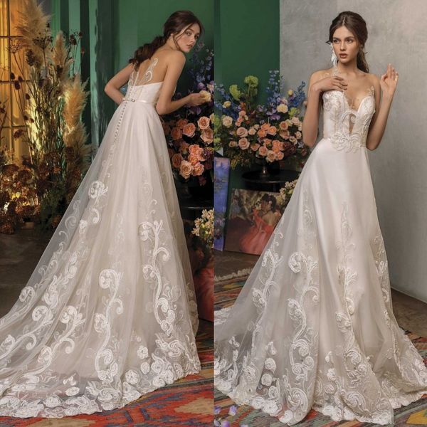 amazing appliqued beaded wedding dresses sheer bateau neck bridal gowns a line sweep train tulle robe de mariée, White
amazing appliqued beaded wedding dresses sheer bateau neck bridal gowns a line sweep train tulle robe de mariée, White