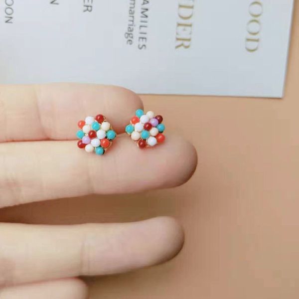 small earrings that don't need to be picked when sleeping female 925 silver colorful beads design earrings hipster girls' earrings, White
small earrings that don't need to be picked when sleeping female 925 silver colorful beads design earrings hipster girls' earrings, White