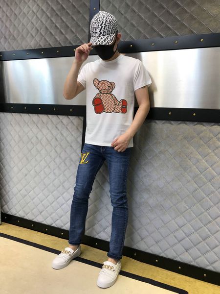 2020 new summer fashion animal print men's short-sleeved t-shirt designer cotton han han bear patch breathable casual t-shirt, White;black
2020 new summer fashion animal print men's short-sleeved t-shirt designer cotton han han bear patch breathable casual t-shirt, White;black