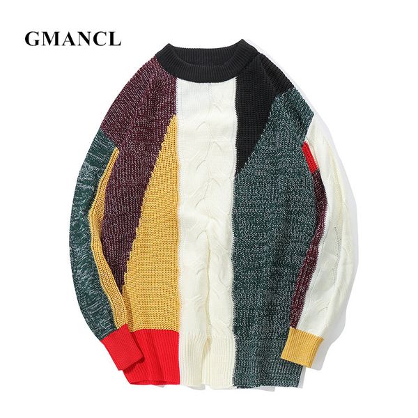 gmancl autumn 2018 mens new personality patchwork hip hop sweater cotton loose streetwear oversized o-neck mens casual pullover, White;black 
gmancl autumn 2018 mens new personality patchwork hip hop sweater cotton loose streetwear oversized o-neck mens casual pullover, White;black