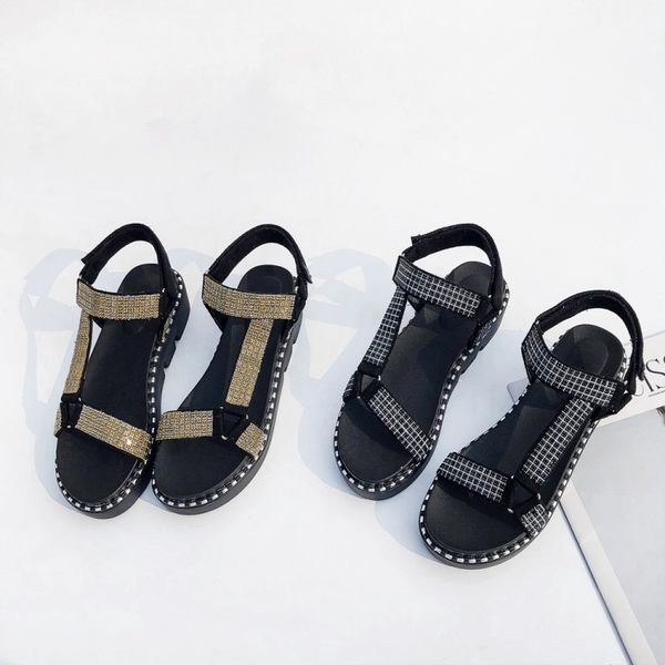 big size 9 11-13 ladies summer platform sandals women shoes woman flat bottom drill with sequins exposed, Black
big size 9 11-13 ladies summer platform sandals women shoes woman flat bottom drill with sequins exposed, Black