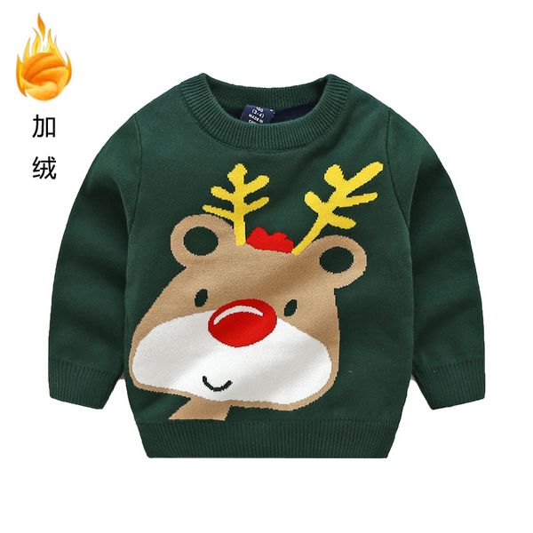 2019 winter new style childrenswear boy's big face deer jacquard sweater children pure cotton brushed and thick warm sweater, White
2019 winter new style childrenswear boy's big face deer jacquard sweater children pure cotton brushed and thick warm sweater, White