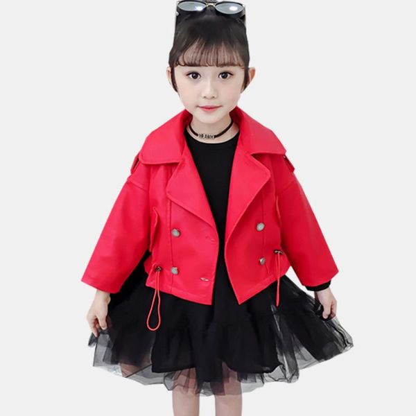 kids clothes leather jacekt + mesh dress girl clothes autumn winter big girls casual costumes for children, White
kids clothes leather jacekt + mesh dress girl clothes autumn winter big girls casual costumes for children, White