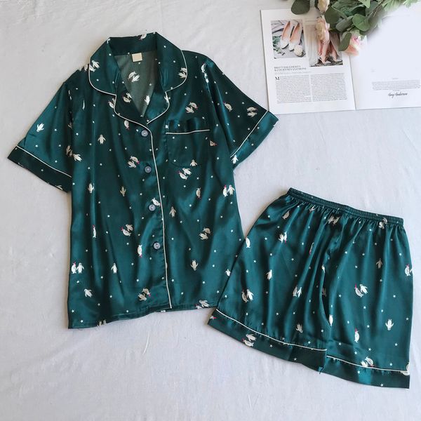 feitong 2019 summer silk satin two piece set women's pajamas womens shorts sleeve printed sleepwear short nightwear pant sets, Blue;gray
feitong 2019 summer silk satin two piece set women's pajamas womens shorts sleeve printed sleepwear short nightwear pant sets, Blue;gray