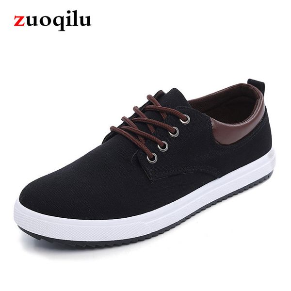 new canvas shoes for men breathable comfortable casual shoes mens fashion lace-up brand flat loafers canvas 2018, Black