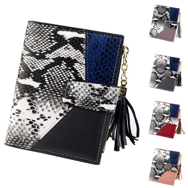 women lady no zipper standard wallets leopard print snake cute fashion purse tassel wallet coin card clutch 25, Red;black
women lady no zipper standard wallets leopard print snake cute fashion purse tassel wallet coin card clutch 25, Red;black