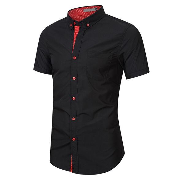 2019 men's casual blouse clothing european american plus size short-sleeved shirts, White;black
2019 men's casual blouse clothing european american plus size short-sleeved shirts, White;black
