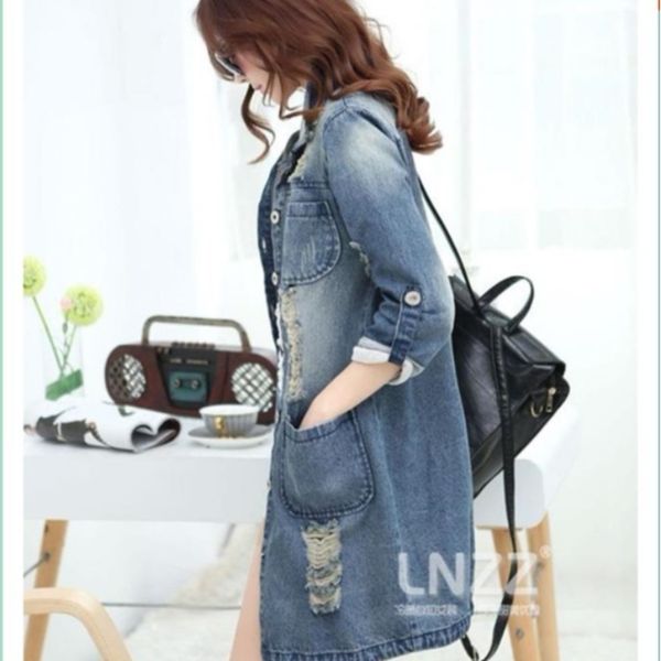 autumn new style plus-sized women's dress loose-fit mid-length trench coat 200 of fat mm with holes jeans coat fashion, Black;white
autumn new style plus-sized women's dress loose-fit mid-length trench coat 200 of fat mm with holes jeans coat fashion, Black;white