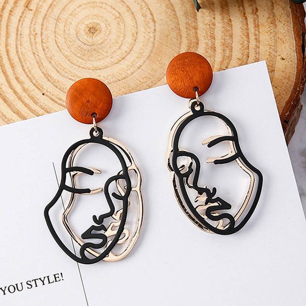 korean fashion vintage wood round double layer abstract human face drop earrings for women party jewelry boucles d'oreilles, Silver
korean fashion vintage wood round double layer abstract human face drop earrings for women party jewelry boucles d'oreilles, Silver