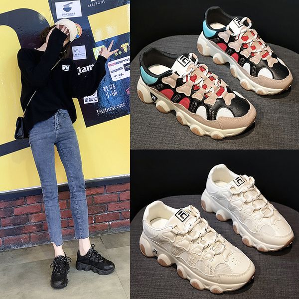 fashion women's chunky sneakers lace up women platform shoes tenis casual daddy shoes dames schoenen zapatillas mujer, Black
fashion women's chunky sneakers lace up women platform shoes tenis casual daddy shoes dames schoenen zapatillas mujer, Black