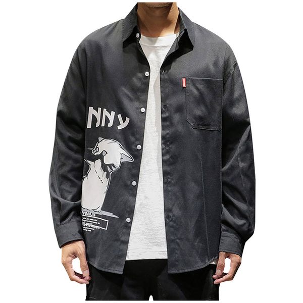 tide funny shirt men coat casual streetwear letters printing loose pocket lapel long sleeve shirt blouses, White;black
tide funny shirt men coat casual streetwear letters printing loose pocket lapel long sleeve shirt blouses, White;black