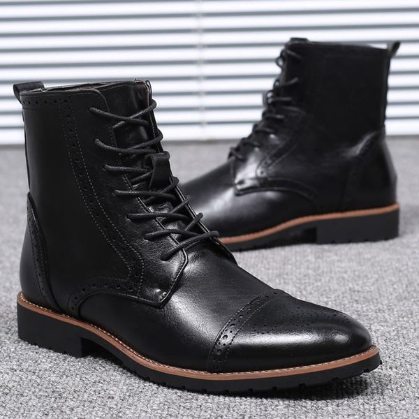 men's oxfords pu leather knight ankle boots high warm brogue wing tip shoes new n099, Black
men's oxfords pu leather knight ankle boots high warm brogue wing tip shoes new n099, Black