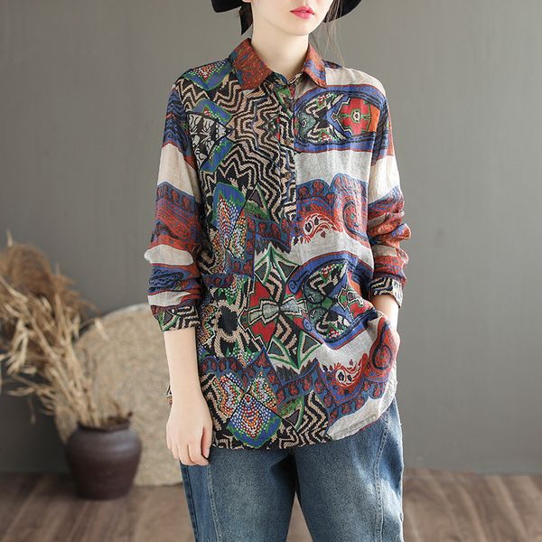 fashion korean style ladies spring linen and blouses women geometric print shirts loose casual lapel clothes sa057s30, White
fashion korean style ladies spring linen and blouses women geometric print shirts loose casual lapel clothes sa057s30, White