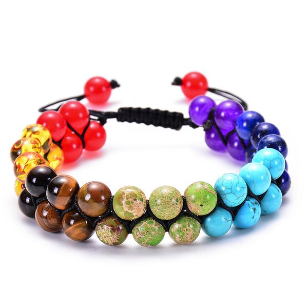 New Colorful Seven Chakra Beads Double Row Bracelet Double Knit Lovers Natural Stone Bangles Bracelet Jewelry
New Colorful Seven Chakra Beads Double Row Bracelet Double Knit Lovers Natural Stone Bangles Bracelet Jewelry