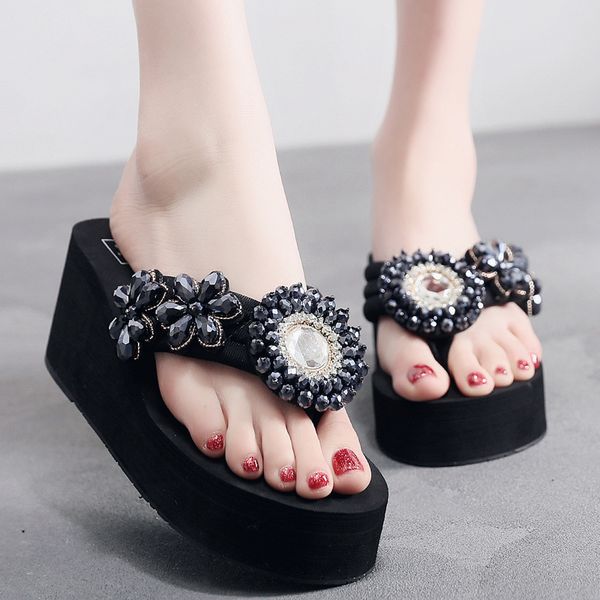 platform slippers flip-flops women wedge rhinestone diamond beach super high heel 11cm women bohemian shoes plus size 35-41, Black
platform slippers flip-flops women wedge rhinestone diamond beach super high heel 11cm women bohemian shoes plus size 35-41, Black