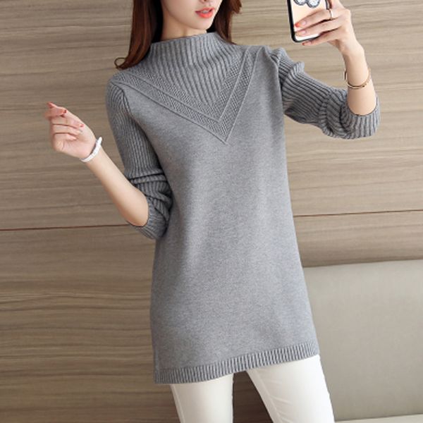 pullover female medium long sweater 2019 new autumn winter loose plus size half high collar thick warm knit women sweater, White;black
pullover female medium long sweater 2019 new autumn winter loose plus size half high collar thick warm knit women sweater, White;black