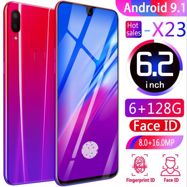 high quanlity Goophone X23 Mobile Phone 6GB RAM 128GB ROM Android 6.2" with fingerprint Face ID Water drop screen SmartPhone X125
high quanlity Goophone X23 Mobile Phone 6GB RAM 128GB ROM Android 6.2" with fingerprint Face ID Water drop screen SmartPhone X125