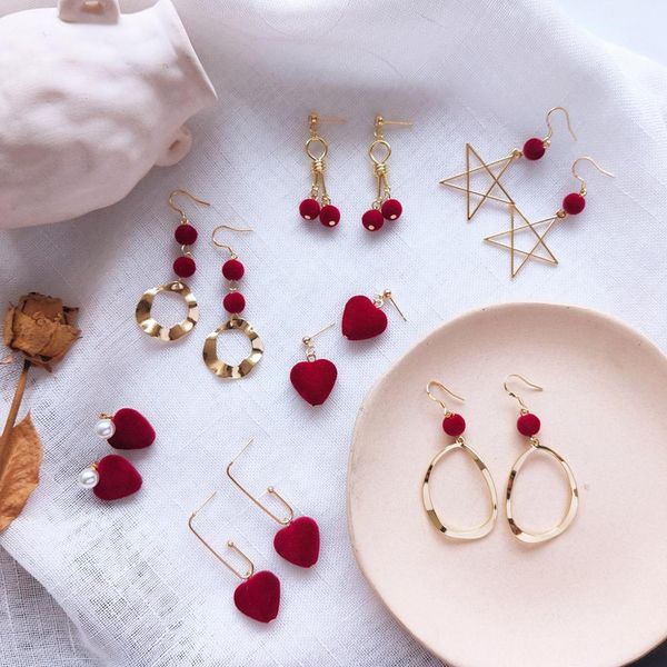 autumn handmade wine red resin flocking charms pendant earrings for womens love pearl irregular popular alloy ear hook jewelry, Silver
autumn handmade wine red resin flocking charms pendant earrings for womens love pearl irregular popular alloy ear hook jewelry, Silver