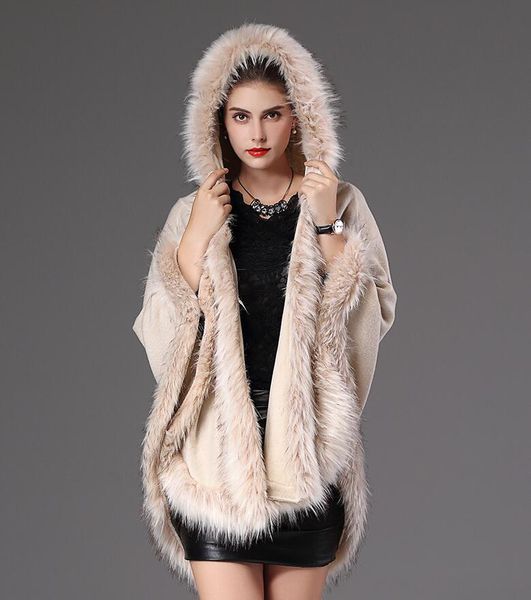 europe 2019 autumn winter loose imitation raccoon fur collar hooded sweater cardigan women fashion warm shawl cloak coat w706, Black
europe 2019 autumn winter loose imitation raccoon fur collar hooded sweater cardigan women fashion warm shawl cloak coat w706, Black