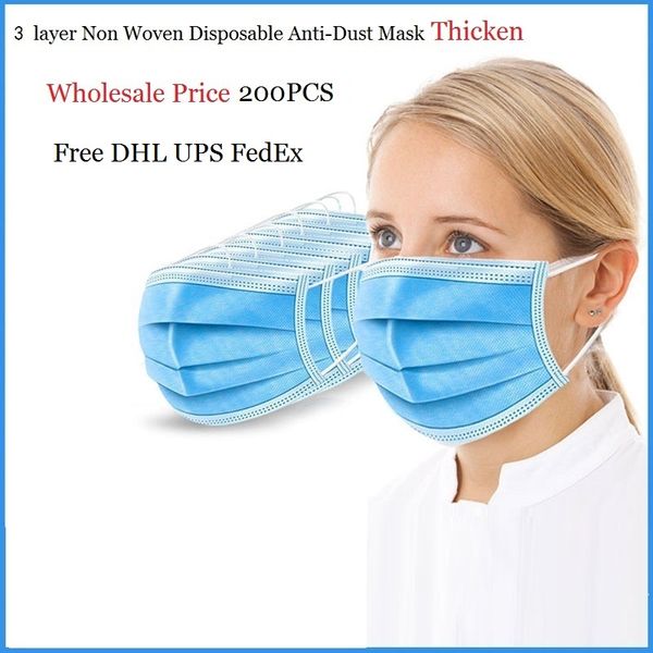 Оптовая продажа 200 шт 3 слоя нетканых пыли маска для лица утолщенные одноразовые рот Маска пылевой фильтр защитная маска для семьи UPS FedEx DHL USPS
Оптовая продажа 200 шт 3 слоя нетканых пыли маска для лица утолщенные одноразовые рот Маска пылевой фильтр защитная маска для семьи UPS FedEx DHL USPS