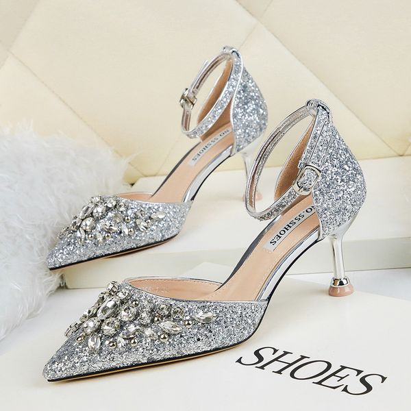 feminine appeal pointy toe shallow mouth water drill high heels, sequined thin one belt sandals, thin heel party shoes, Black
feminine appeal pointy toe shallow mouth water drill high heels, sequined thin one belt sandals, thin heel party shoes, Black