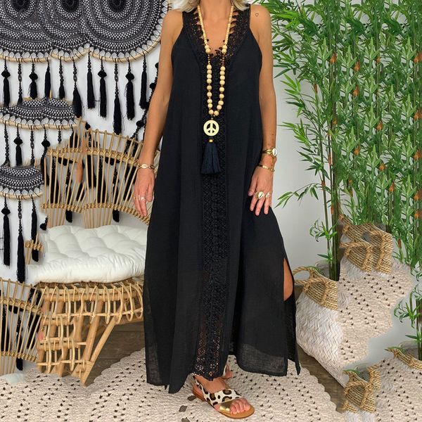 2020 women summer dress plus size sleeveless off shoulder lace dress maxi long causal party beach boho loose dresses, Black;gray
2020 women summer dress plus size sleeveless off shoulder lace dress maxi long causal party beach boho loose dresses, Black;gray