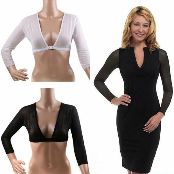 ladies plus size seamless arm shaper sleeves wonders women's wrap solid color front buckle push up v neck long sleeve slim shape, White
ladies plus size seamless arm shaper sleeves wonders women's wrap solid color front buckle push up v neck long sleeve slim shape, White