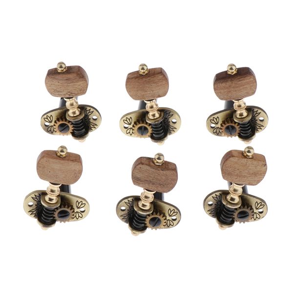 6 pieces classical guitar string tuning pegs keys acacia handle knob 3l 3r - bronze
6 pieces classical guitar string tuning pegs keys acacia handle knob 3l 3r - bronze