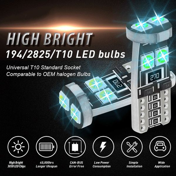 kongyide car light 10pcs t10/194/168/w5w/158/2825 400lm 12v led car interior door courtesy trunk license plate lights bulb 6000k
kongyide car light 10pcs t10/194/168/w5w/158/2825 400lm 12v led car interior door courtesy trunk license plate lights bulb 6000k
