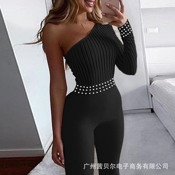 wepbel women knitted pearl decoration one shoulder jumpsuit new fashion casual summer spring full length jumpsuits, Black;white
wepbel women knitted pearl decoration one shoulder jumpsuit new fashion casual summer spring full length jumpsuits, Black;white