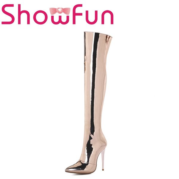 showfun microfiber shoes woman winter over-the-knee solid pointed toe zipper super high thin heel boots, Black
showfun microfiber shoes woman winter over-the-knee solid pointed toe zipper super high thin heel boots, Black