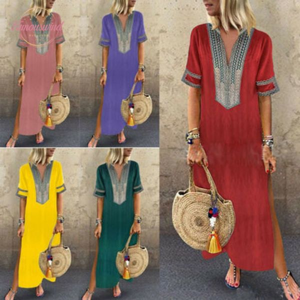 plus size stylish casual dresses womens print linen half sleeve slit loose long dress split hem kaftan s 5xl, Black;gray
plus size stylish casual dresses womens print linen half sleeve slit loose long dress split hem kaftan s 5xl, Black;gray