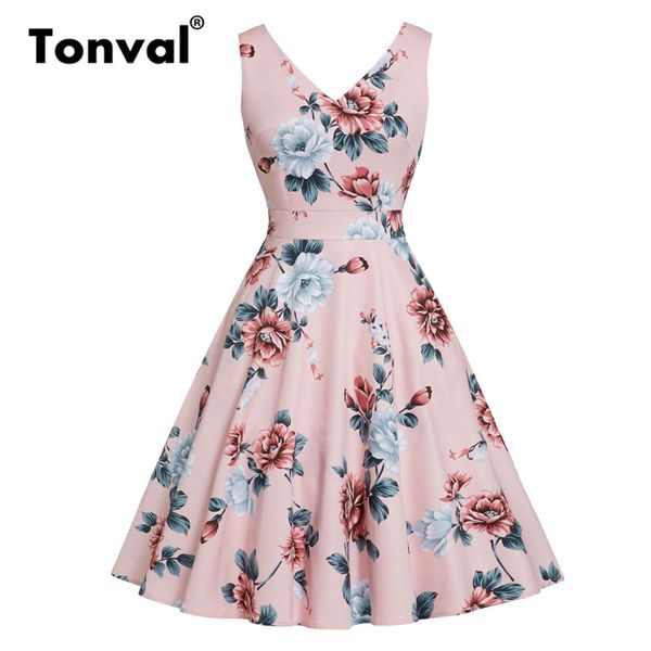 tonval pink rockabilly a line high waist vintage floral dress pockets fit and flare lady sleeveless 50s elegant women dresses, Black;gray
tonval pink rockabilly a line high waist vintage floral dress pockets fit and flare lady sleeveless 50s elegant women dresses, Black;gray