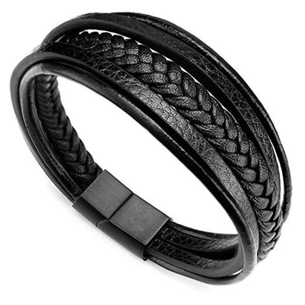 men fashion cool punk leather bracelet magnetic-clasp cowhide braided multi-layer wrap mens bracelet bangles wristband gifts, White
men fashion cool punk leather bracelet magnetic-clasp cowhide braided multi-layer wrap mens bracelet bangles wristband gifts, White