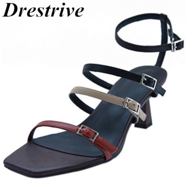 drestrive women sandals mid heels 5 cm buckle square toe girls summer shoes thin heel dress mixed corlos female high heel shoes, Black
drestrive women sandals mid heels 5 cm buckle square toe girls summer shoes thin heel dress mixed corlos female high heel shoes, Black