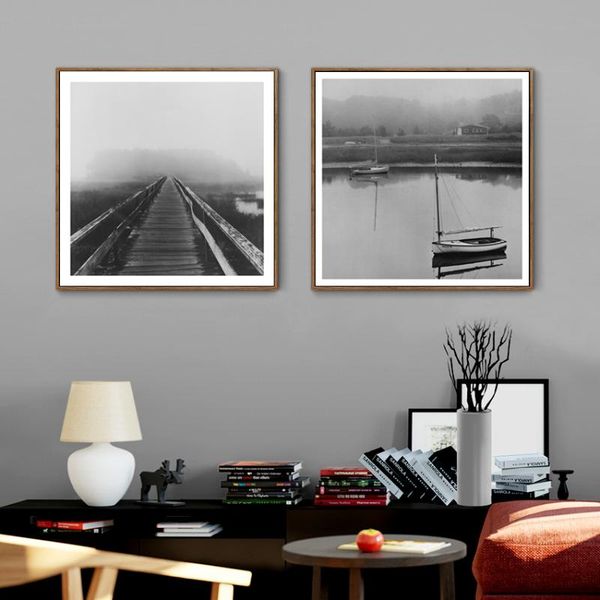 natural pastoral scenery wooden bridge stream and boat canvas painting posters and prints wall pictures for living room decor
natural pastoral scenery wooden bridge stream and boat canvas painting posters and prints wall pictures for living room decor