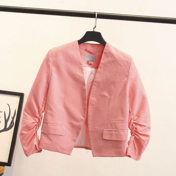 new women's blazer women's nine-point sleeve pure color puff sleeve short slim fit blazers women buttonless femme coat, White;black
new women's blazer women's nine-point sleeve pure color puff sleeve short slim fit blazers women buttonless femme coat, White;black