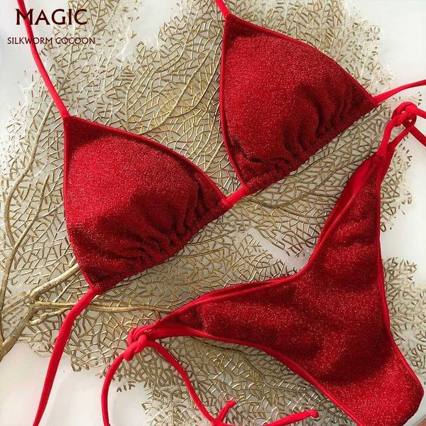 red bikini set new shiny fabric swimwear red two piece swimsuit women halter solid maillot biquini bathing suits beachwear, White;black
red bikini set new shiny fabric swimwear red two piece swimsuit women halter solid maillot biquini bathing suits beachwear, White;black