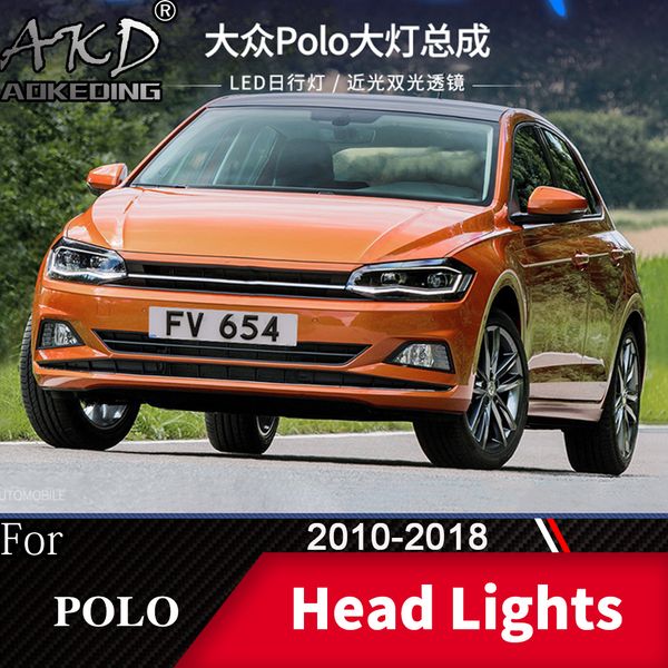 

head lamp for car vw polo 2010-2018 polo headlights fog lights day running light drl h7 led bi xenon bulb car accessory