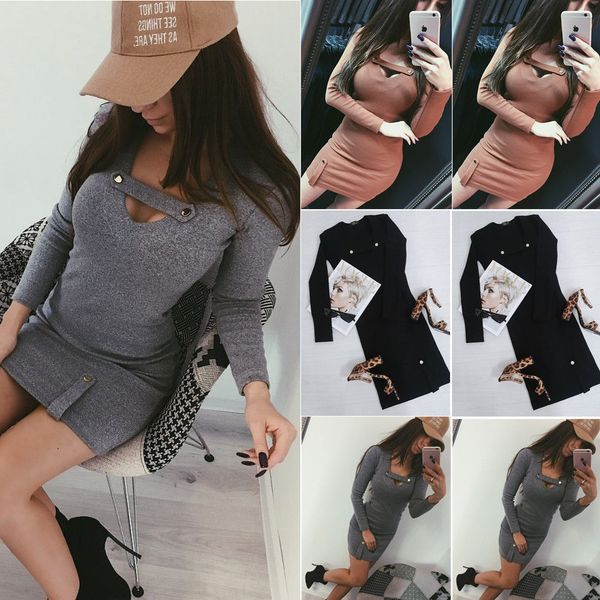 2019 women's autumn spring dresses v neck bandage midi sheath slim bodycon dress long sleeve elegant package hip dress, Black;gray
2019 women's autumn spring dresses v neck bandage midi sheath slim bodycon dress long sleeve elegant package hip dress, Black;gray