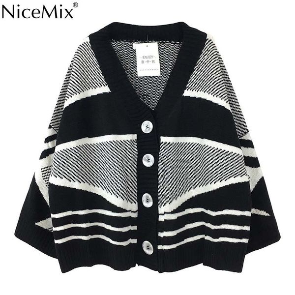 nicemix autumn casual knitted stripe cardigan women sweater coat korean streetwear woman clothes jersey mujer pull hiver femme, White;black
nicemix autumn casual knitted stripe cardigan women sweater coat korean streetwear woman clothes jersey mujer pull hiver femme, White;black