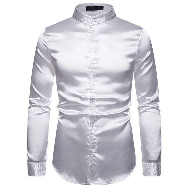 men's white satin luxury dress shirts slim fit silk casual dance party shirt for men long sleeve wrinkle tuxedo shirt male, White;black
men's white satin luxury dress shirts slim fit silk casual dance party shirt for men long sleeve wrinkle tuxedo shirt male, White;black